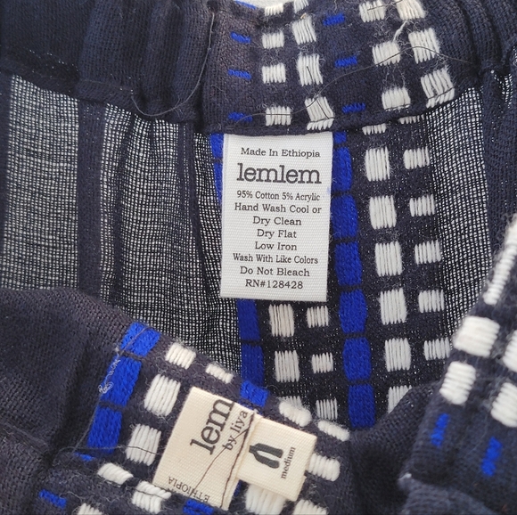 Lemlem Dark Navy Blue White Midi Skirt Size Medium Ethiopian Sustainable Artisan - Picture 7 of 13